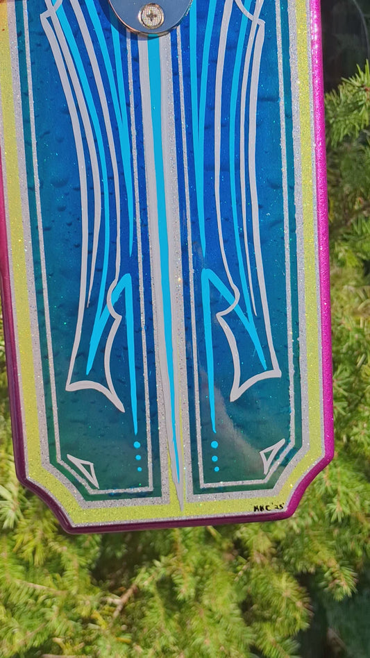 Bottle Opener Blue & Purple Candy and Pinstriped Paddle