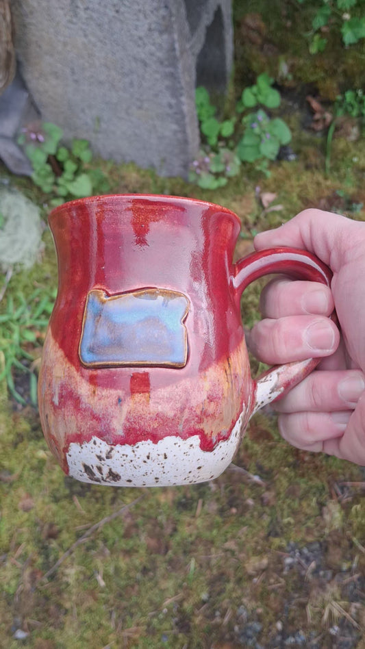 LIC 13 ounce Red Ceramic Oregon Mug