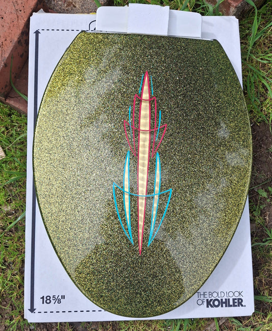 Glitter Shitter! Elongated Kohler 18 5/8 Custom Painted Toilet Seat