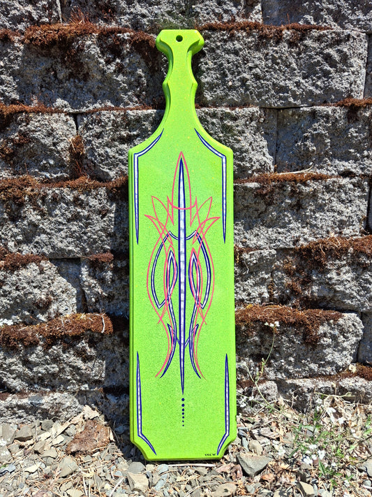 Bright Green Silver Leaf & Pinstriped Paddle