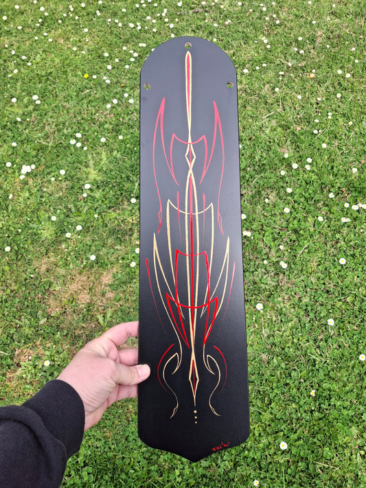 A Pinstriped Fan Blade with Red & Tan