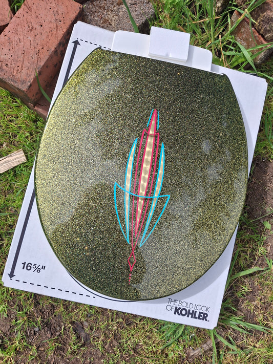 Glitter Shitter! Round Kohler 16 5/8" Custom Painted Toilet Seat