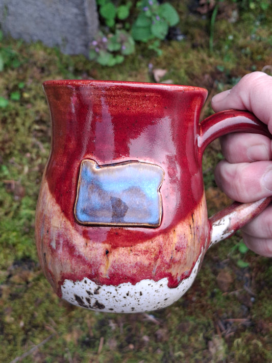 LIC 13 ounce Red Ceramic Oregon Mug