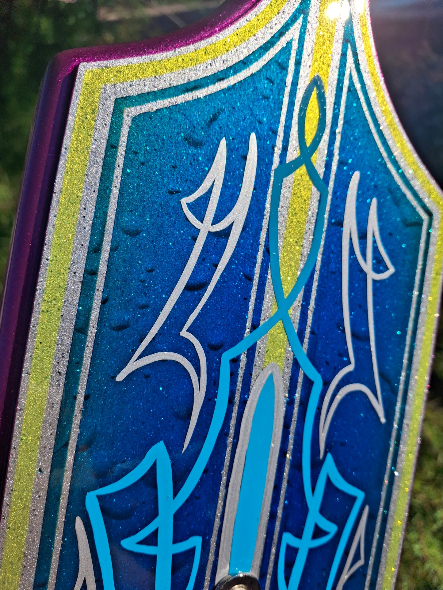 Bottle Opener Blue & Purple Candy and Pinstriped Paddle